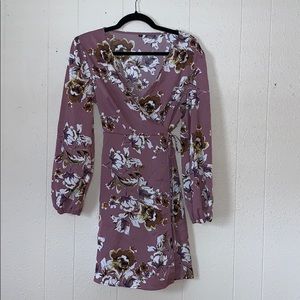 Purple floral wrap around kimono